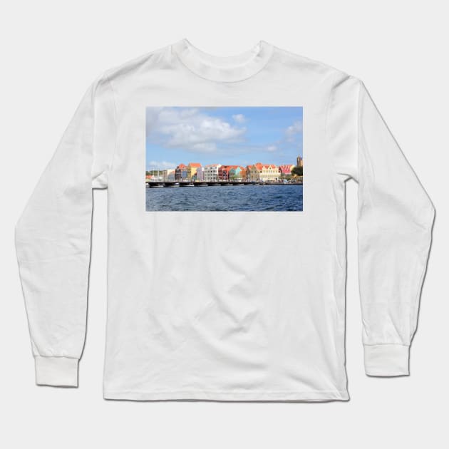 Colorful Houses of Willemstad, Curacao Long Sleeve T-Shirt by Christine aka stine1